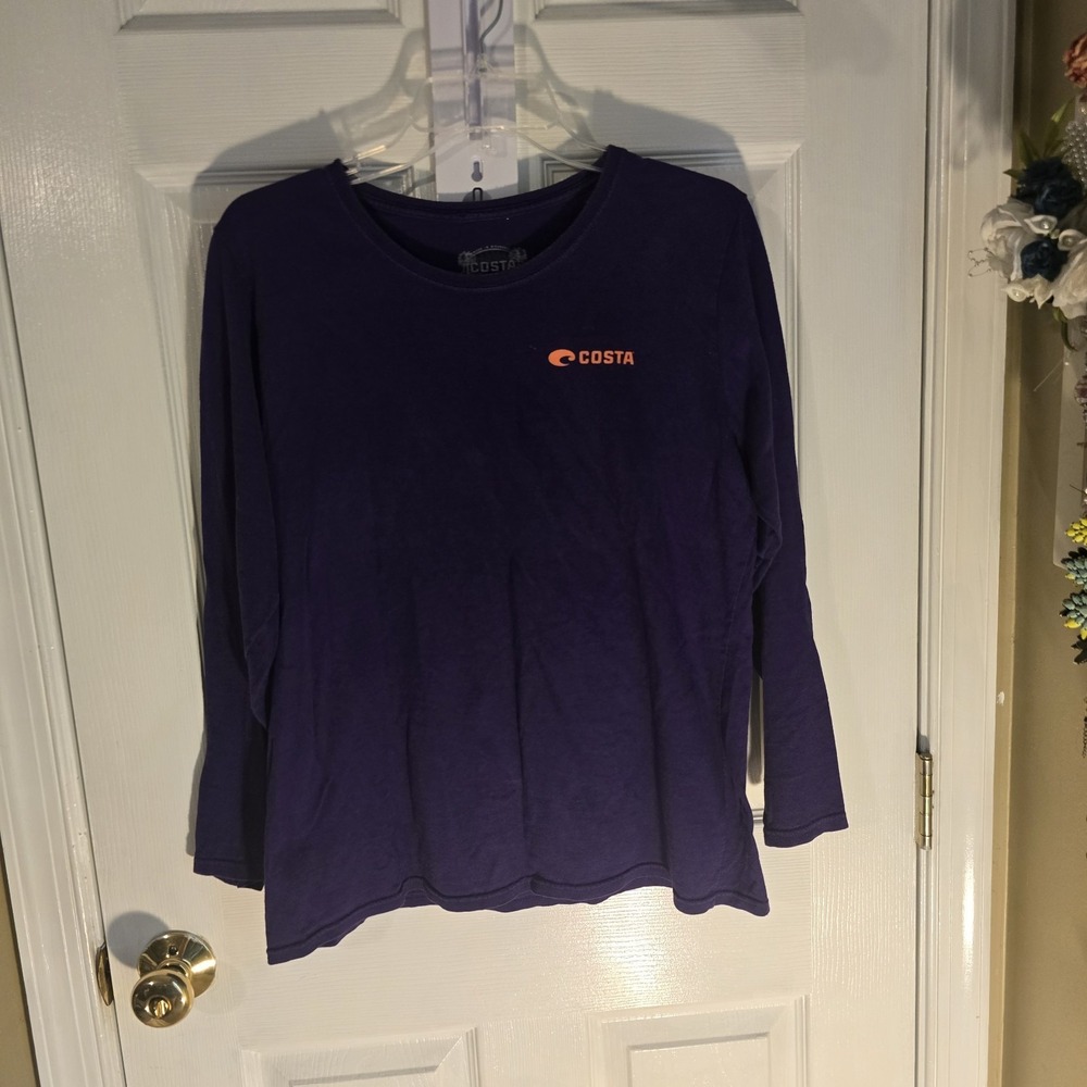 Costa Del Mar Purple Long Sleeve Marlin‎ Graphic T-Shirt Size Large